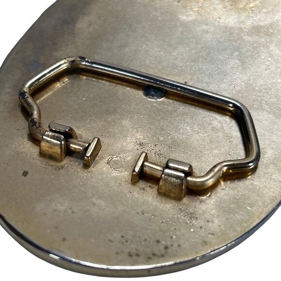 Three Horse Heads Engraved Ornate Western Belt Buckle - Picture 9 of 10